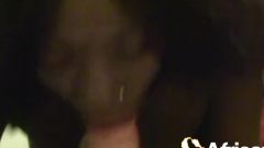 African Bitch With Pierced Nose Gives A Blowjob And Gets Ruined By White Guy