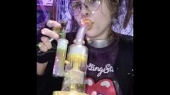 Hippie Slut Smoking Double Perc Bong